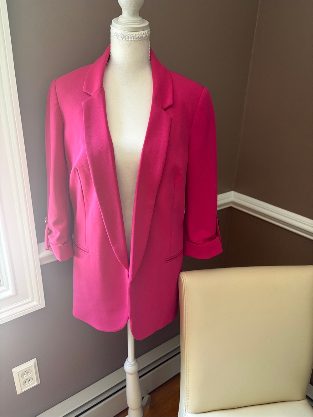 Fuchsia Open-Front Tailored Blazer for Women